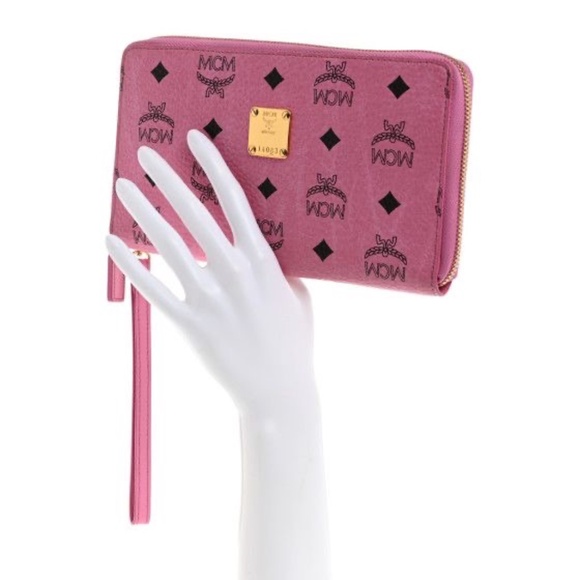 Authentic MCM Visetos Zip Around Wallet Pink - Picture 3 of 13